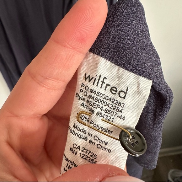 Aritzia Wilfred Navy Blue Midi Faux Wrap Dress - Picture 13 of 13